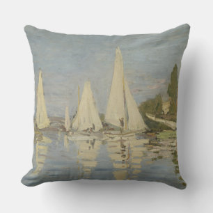 Coussin Régates à Argenteuil, peinture à l'huile, Claude M