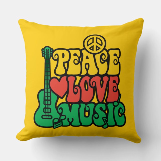 Coussin Reggae Peace Love Music (Recto)