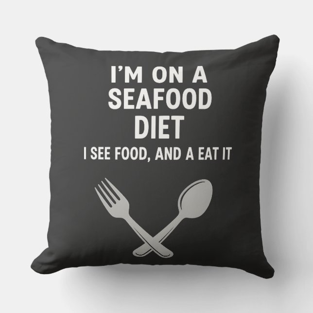 Coussin Régime Fruits de Mer Dessin Drôle de Nourriture -  (Recto)