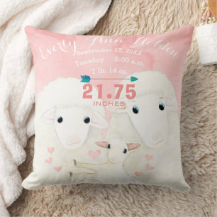Coussin Registre de naissance de bébé fille de la famille 