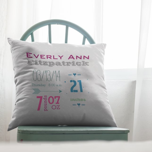 Coussin Registre de naissance Fille Chambre de bébé Statis (Créateur téléchargé)