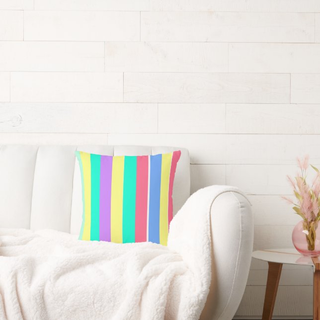 Coussin Réglage des rayures pastel de printemps (Canapé)