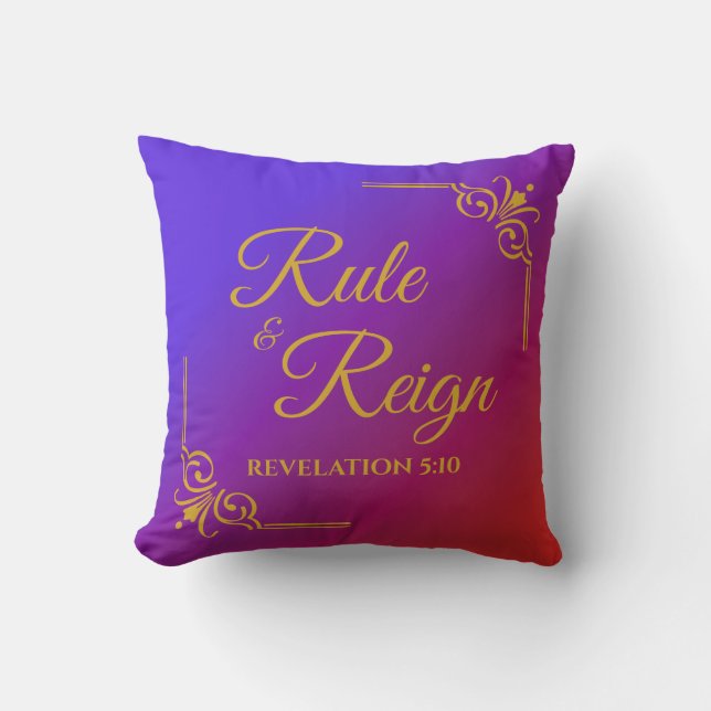 Coussin Règle & Règne 5:10 Apocalypse Rouge & violet (Recto)