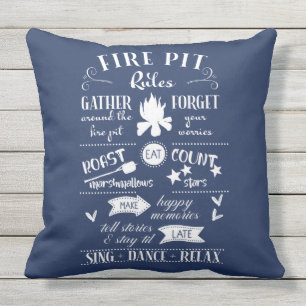 Coussin Règles de foyer extérieur personnalisées Bleu mari