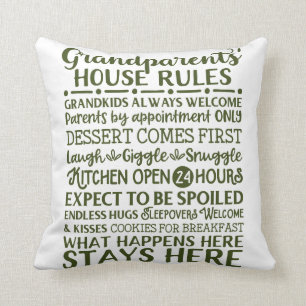 Coussin Règles de la maison des grands-parents