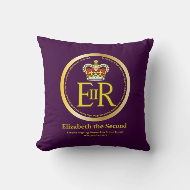 Coussin Règne de la Reine Elizabeth II (Recto)