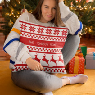 Coussin Reindeer d'impression nordique personnalisé
