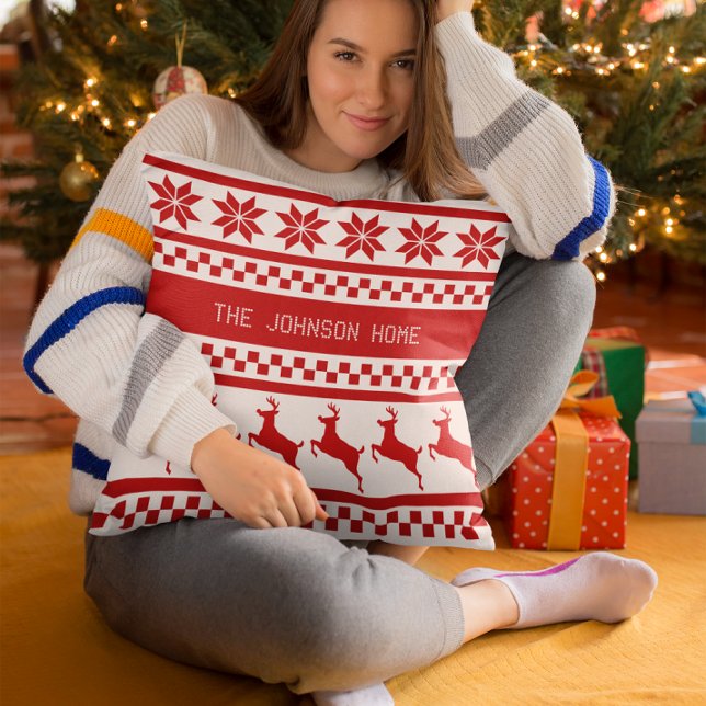 Coussin Reindeer d'impression nordique personnalisé (Créateur téléchargé)