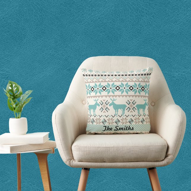 Coussin Reindeer et Motif nordique de flocon de neige (Créateur téléchargé)