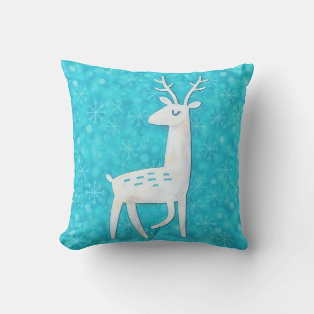 Coussin Reindeer Modern and Retro Art Throw Pillow (Recto)