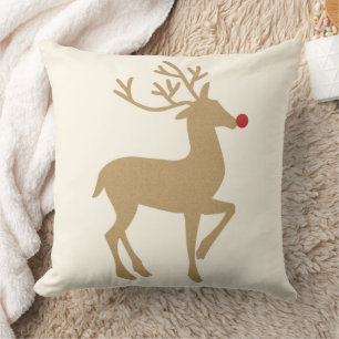 Coussin Reindeer Rustic Red Nez Holiday