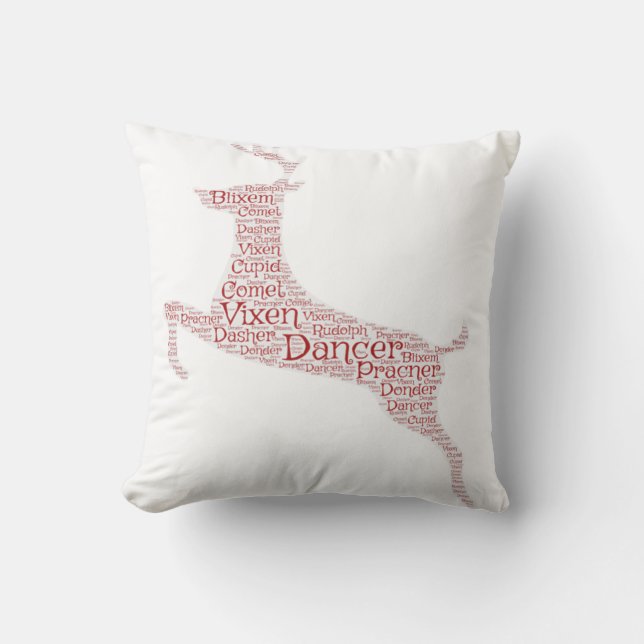 Coussin Reindeer Word Art Rudolph Blixem Comet Cupide (Recto)