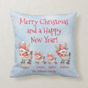 Coussin Reinder Famille personnalisée Joyeux Noël 