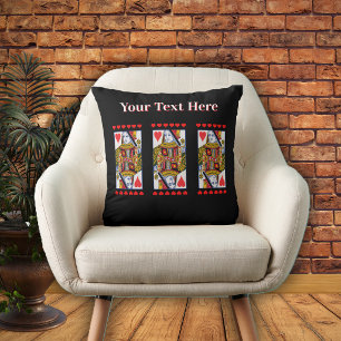 Coussin Reine de cœur fantaisie Cartes à jouer Cœurs rouge