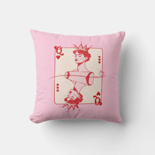 Coussin Reine de Cœur Rouge et Rose