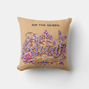 Coussin Reine de cristal Élégance florale rose