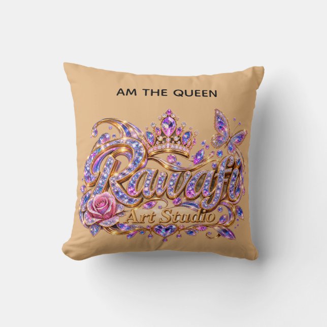 Coussin Reine de cristal Élégance florale rose (Recto)