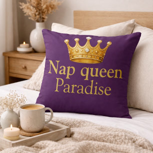 Coussin Reine de la sieste Plum Gold Rose Chaud Couronne R
