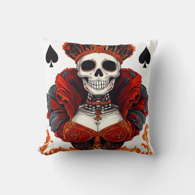 Coussin Reine de Pique Crâne (Recto)
