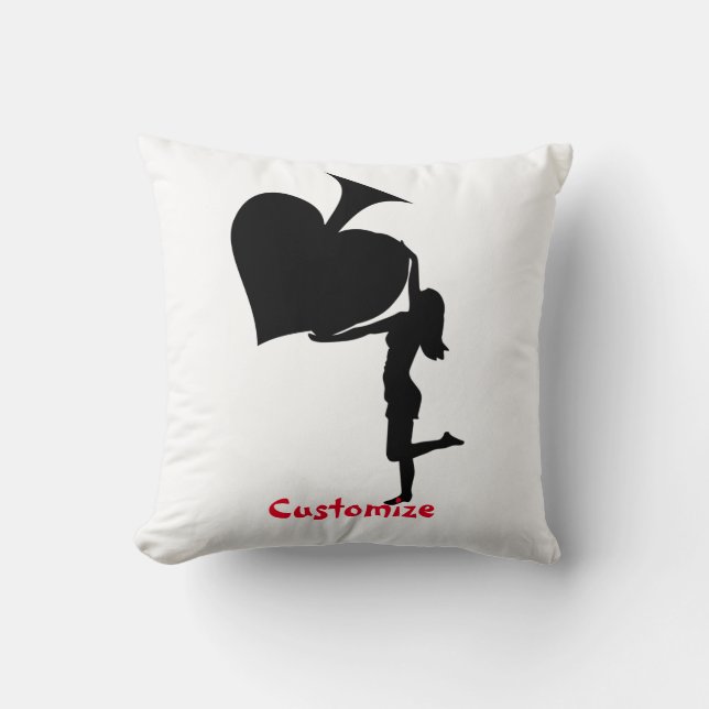 Coussin Reine de Pique Tenant l'As Noir Thunder_Cove  (Recto)