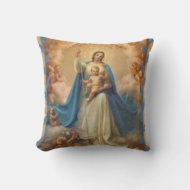 Coussin Reine de Vierge Marie des anges (Recto)