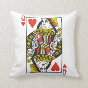 Coussin Reine des cartes de jeu de coeurs