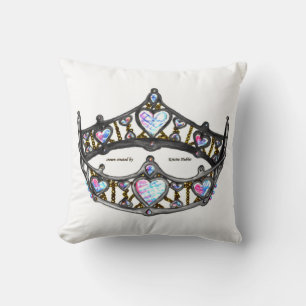 Coussin Reine des Coeurs Argent Couronne Tiara blanc