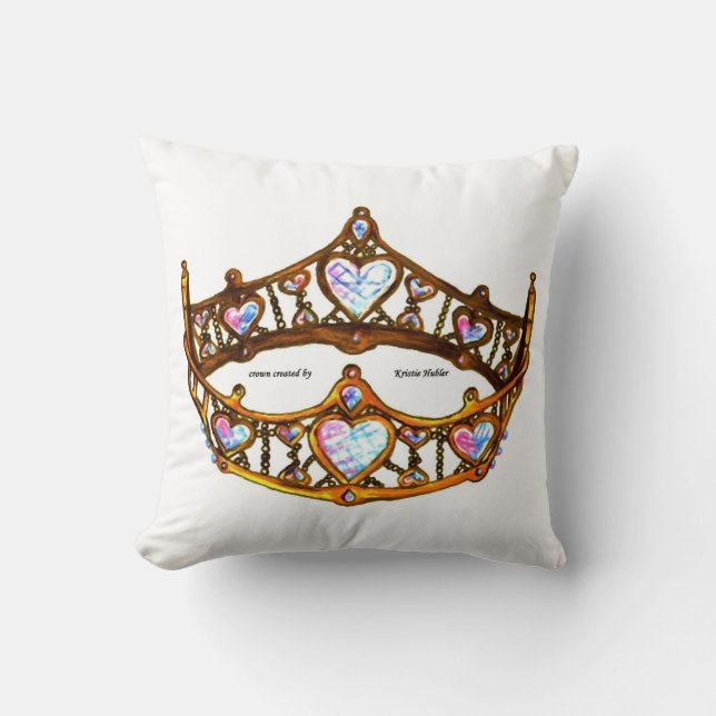Coussin Reine des Coeurs Or Couronne Tiara blanc (Recto)