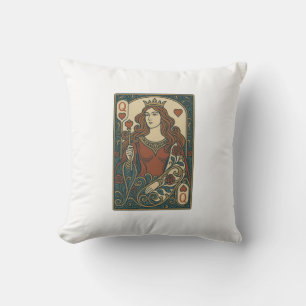 Coussin Reine des Coeurs — Portrait de rosework Art nouvea