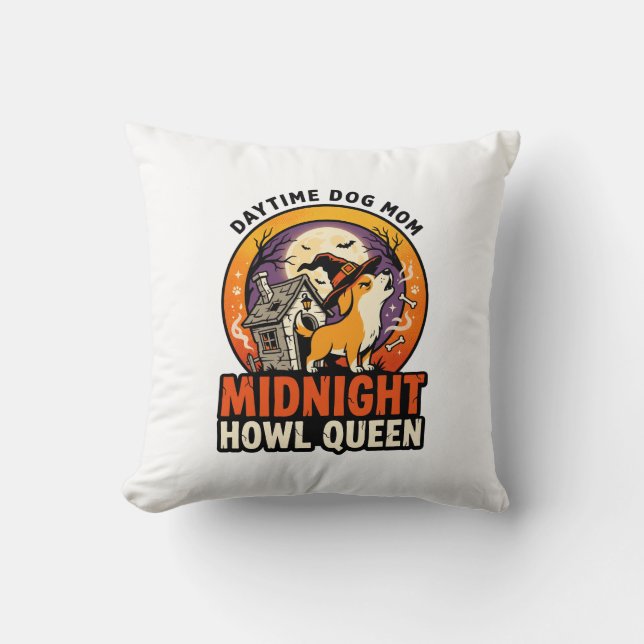 Coussin Reine des Hurlements de Chien d'Halloween (Recto)