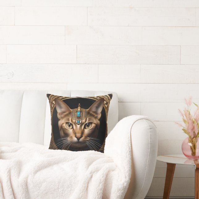 Coussin Reine du Nil : Cléopâtre le chat en coiffe (Canapé)