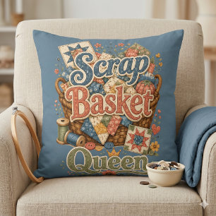 Coussin Reine du panier à tissus Cottagecore quilteur