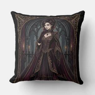 Coussin Reine Gothique Élégante Art Sombre Victorien Fanta