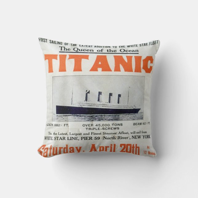 Coussin Reine Titanic de l'Océan - White Star Line (Recto)