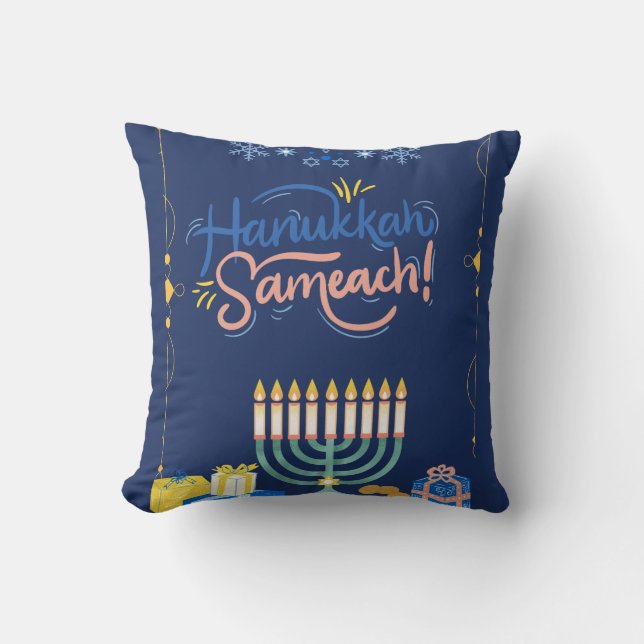Coussin Rejoignez-nous pour une fête joyeuse de l'Hanoukka (Recto)