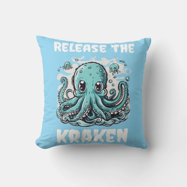 Coussin Relâchez le KRAKEN ! Pipe mignonne (Recto)