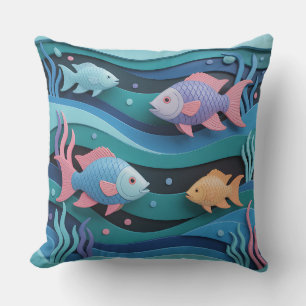 Coussin Relief de poisson Kelengan motif batik 3D
