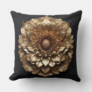 Coussin Relief floral doré orné