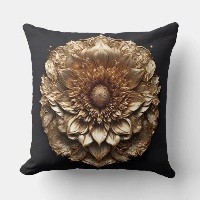 Coussin Relief floral doré orné (Recto)