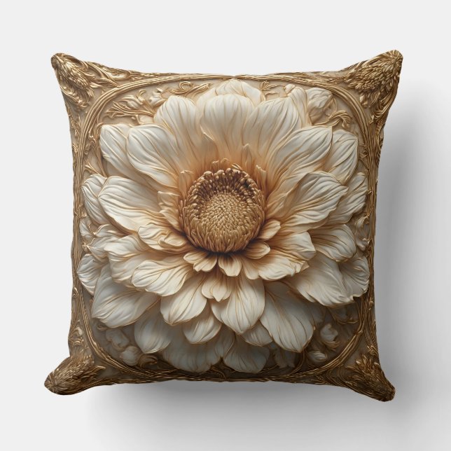 Coussin Relief floral doré orné (Recto)