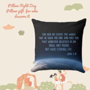 Coussin Religieux Jean 3:16 Verse de la Bible