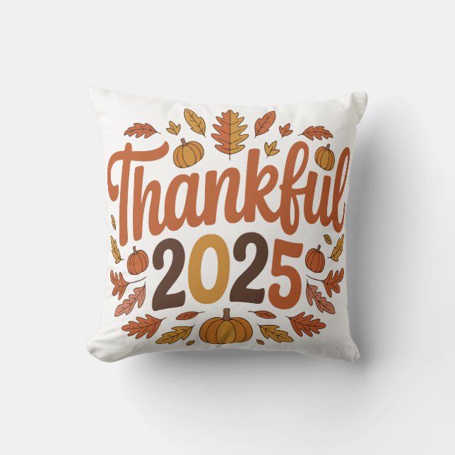 Coussin Remerciements 2025 Automne Thanksgiving Citrouille (Recto)