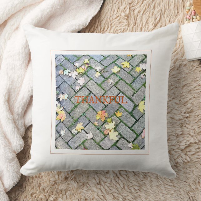 Coussin Remerciements Feuilles Automne Sidewalk Nature Pho (Couverture)