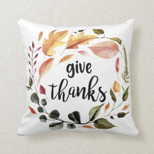 Coussin Remerciez Dieu Feuilles d'automne de Thanksgiving