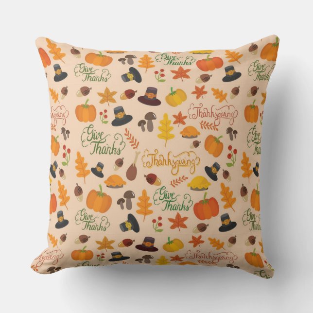 Coussin Remerciez le Motif de Thanksgiving (Recto)