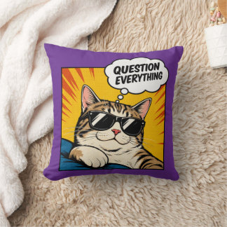 Coussin Remettez Tout En Question - Chat Conspirateur