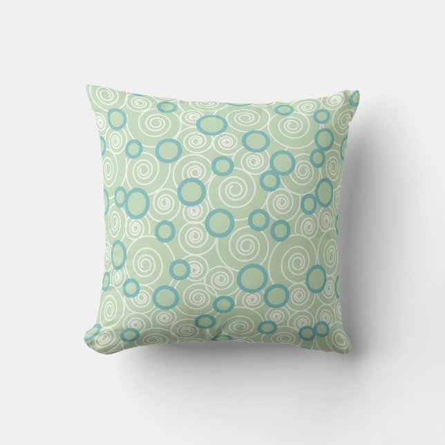 Coussin Remous bleu vert et turquoise en bon état (Recto)
