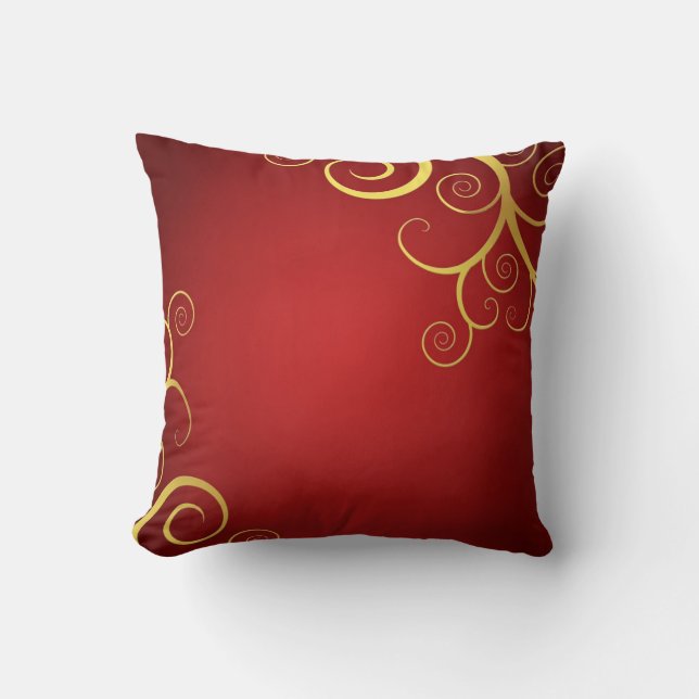 Coussin Remous d'or sur rouge-foncé (Recto)