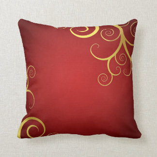Coussin Remous d'or sur rouge-foncé