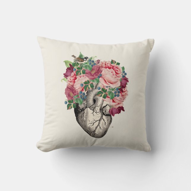 Coussin Rempli au coeur anatomique débordant (Recto)